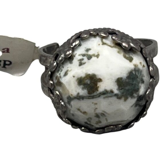 Mariana ring marble black white crystal handmade one size R-7220 circle READ NEW - Picture 1 of 5